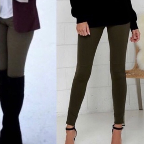 Olive colored fleece lined leggings.  NWT - Picture 2 of 9
